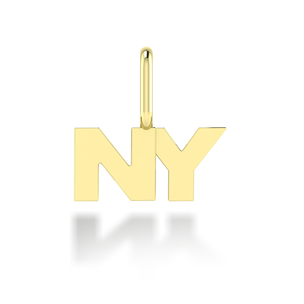"NY" arany betű medál (kő nélkül vagy kővel)