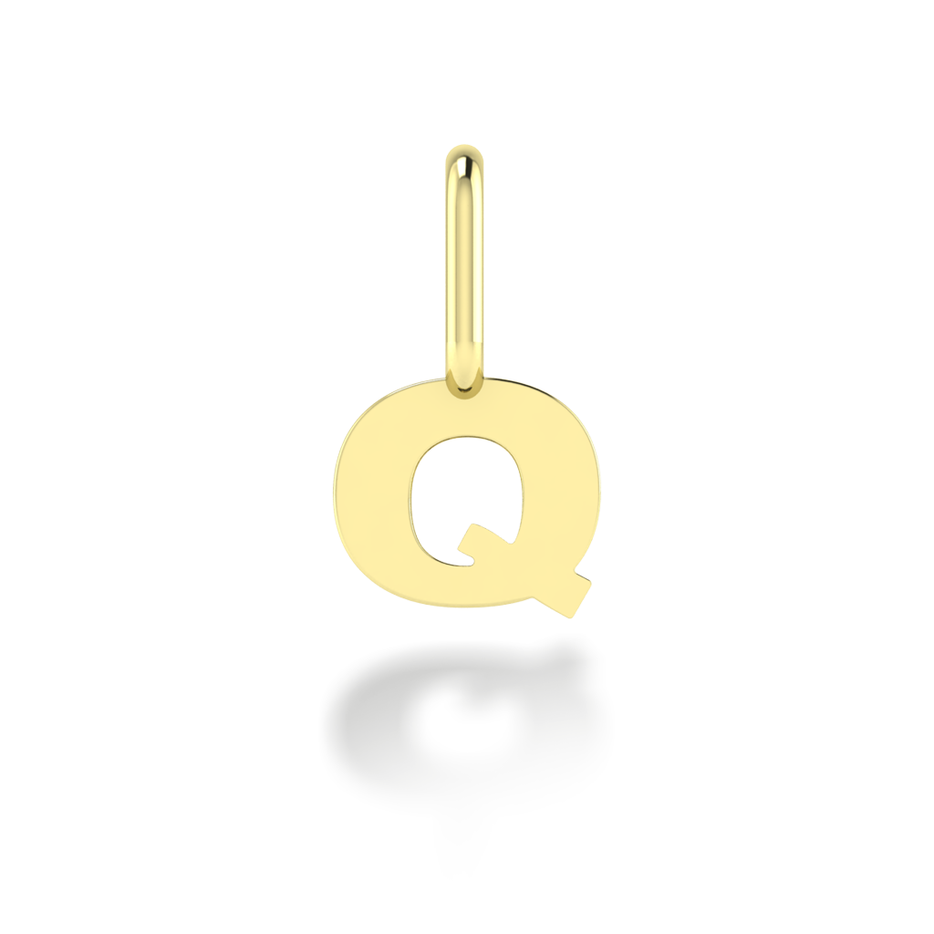 "Q" arany betű medál (kő nélkül vagy kővel)