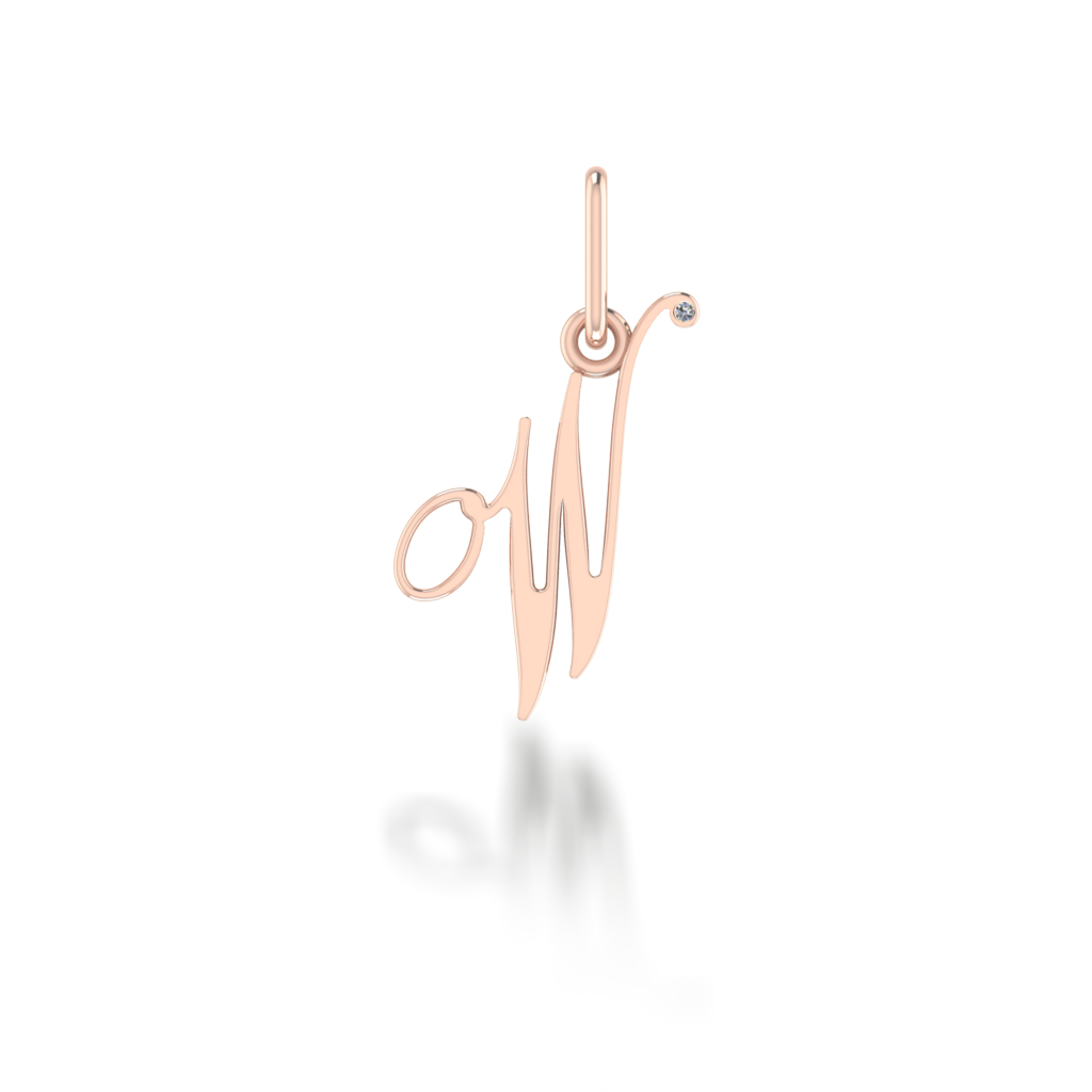 "W" arany betű medál (kő nélkül vagy kővel)